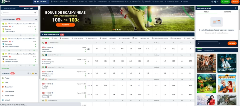 20Bet Apostas Ao Vivo e Livestream