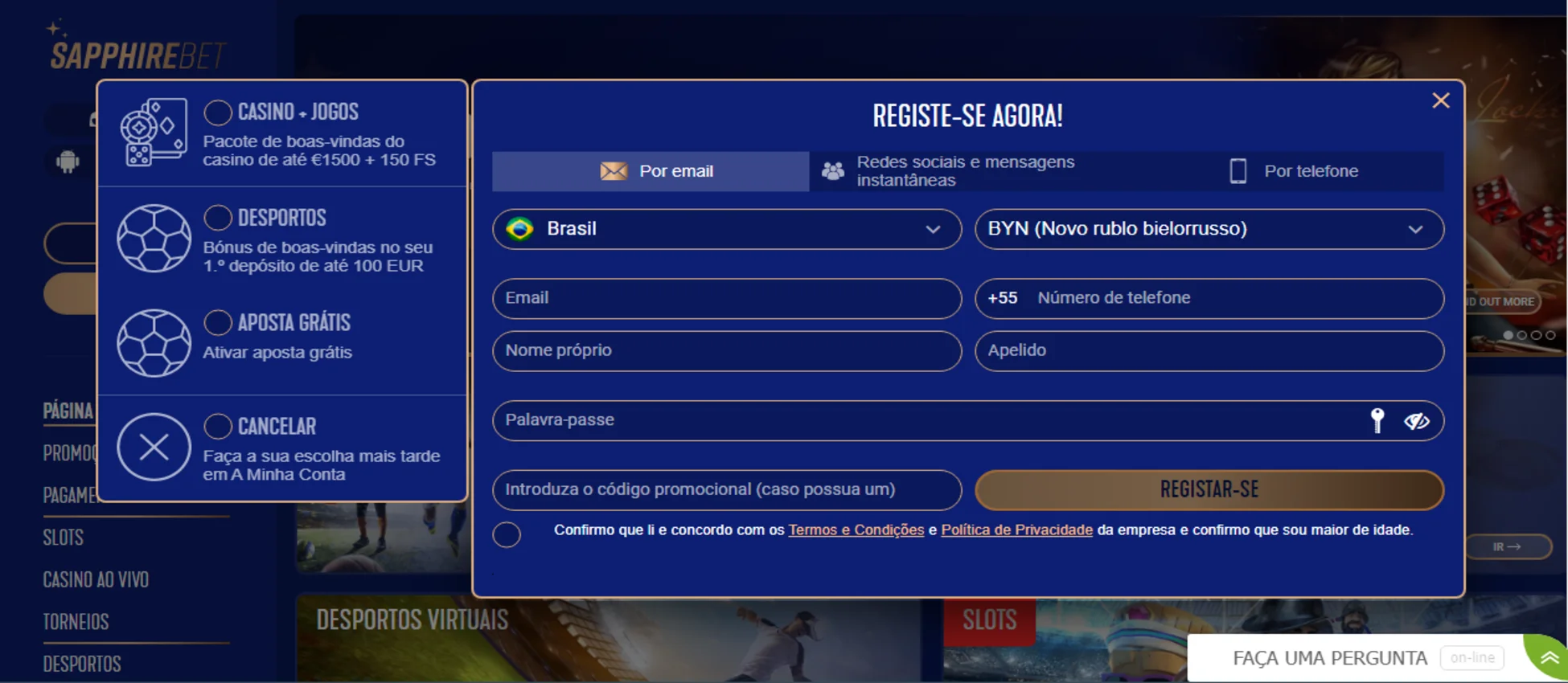sapphirebet registe